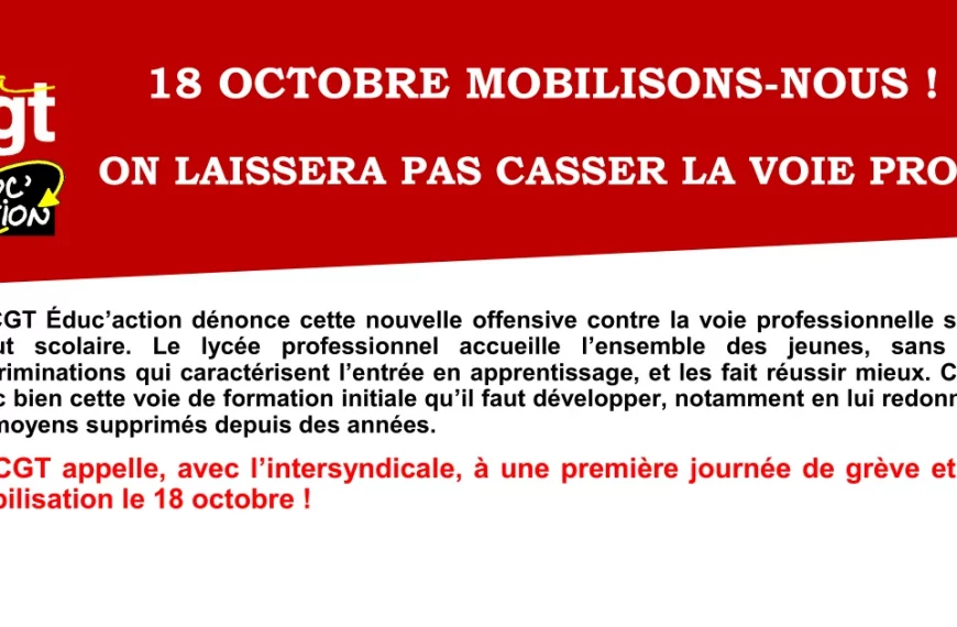 18 octobre, mobilisons-nous !