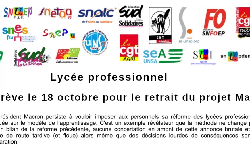 En grève le 18 octobre pour le retrait du projet Macron contre le LP