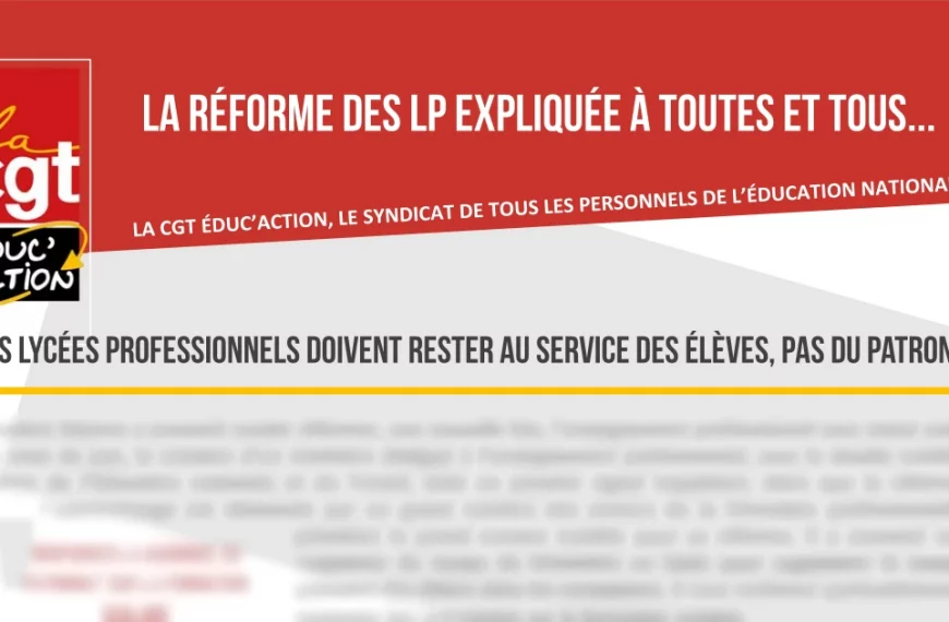 La réforme du LP expliquée à toutes et tous