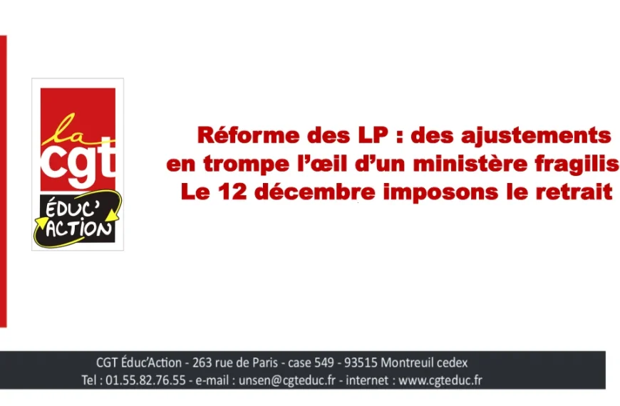 Réforme des LP : des ajustements en trompe l’œil d’un ministère fragilisé.