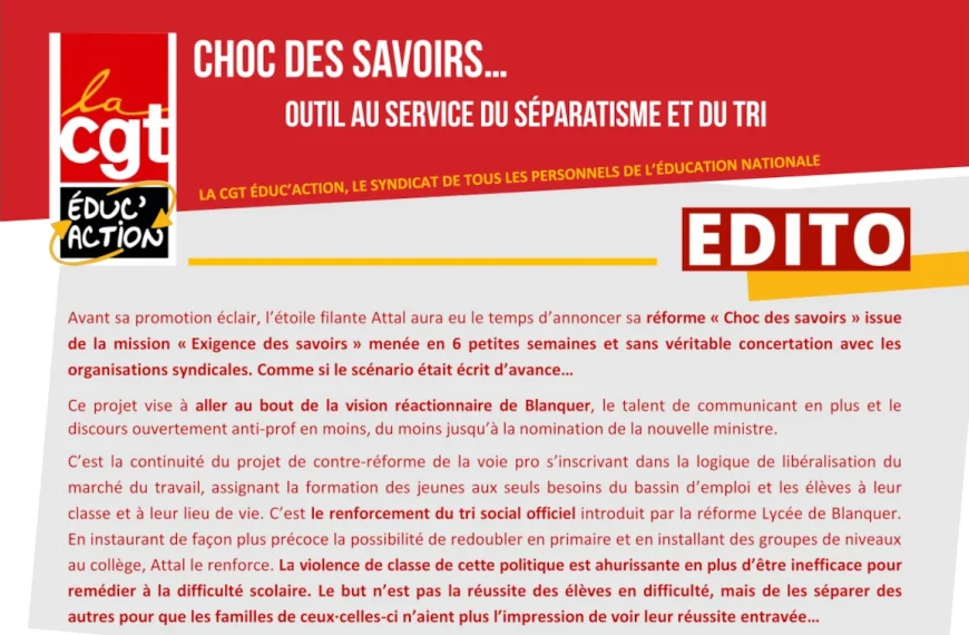 Choc des savoirs… Outil au service du séparatisme et du tri