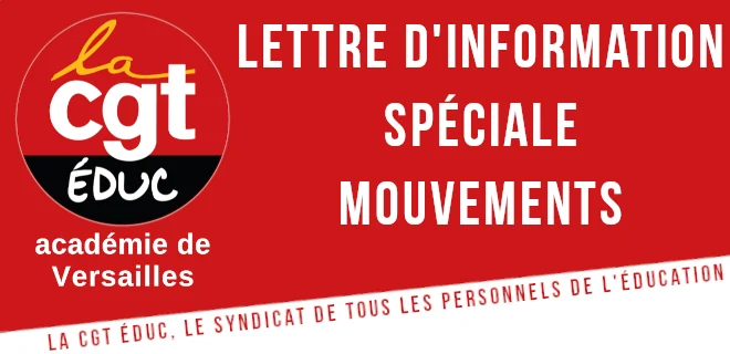 Lettre d'information de la CGT Éduc'action Versailles spéciale mouvements