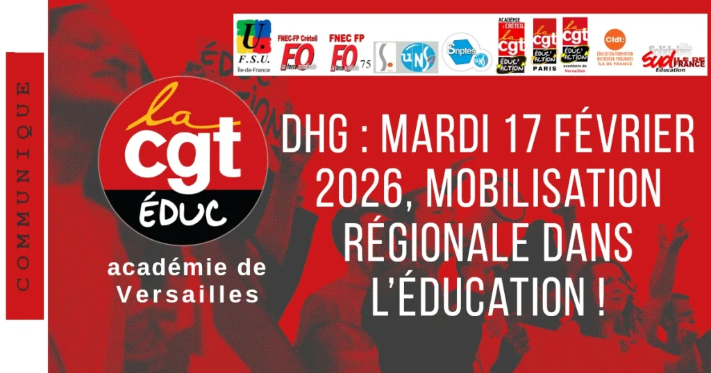 DHG : mardi 17 février, mobilisation régionale dans l'éducation