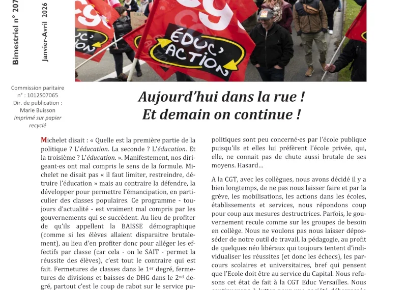 JA n°207 – Aujourd&rsquo;hui dans la rue ! Et demain on continue !