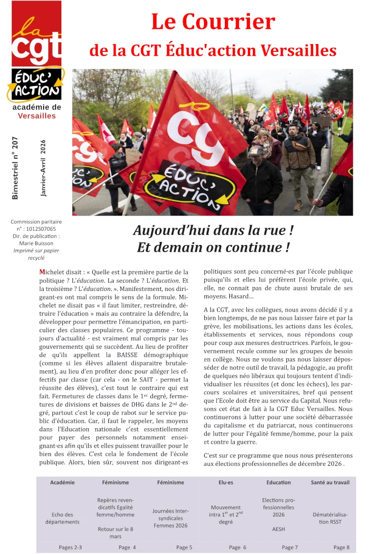 JA n°207 – Aujourd&rsquo;hui dans la rue ! Et demain on continue !