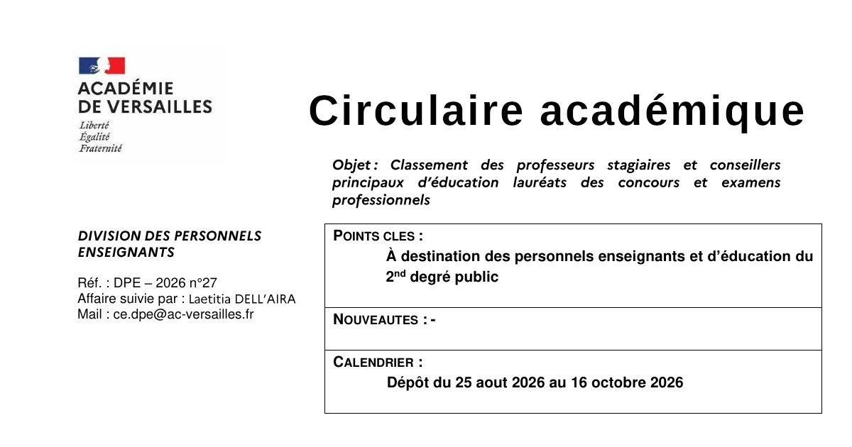 Classement des stagiaires