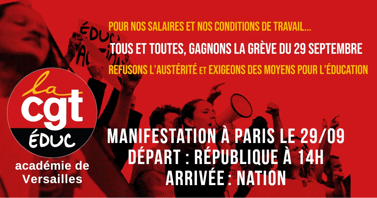Pour nos salaires et nos conditions de travail, toutes et tous en grève le 29 septembre