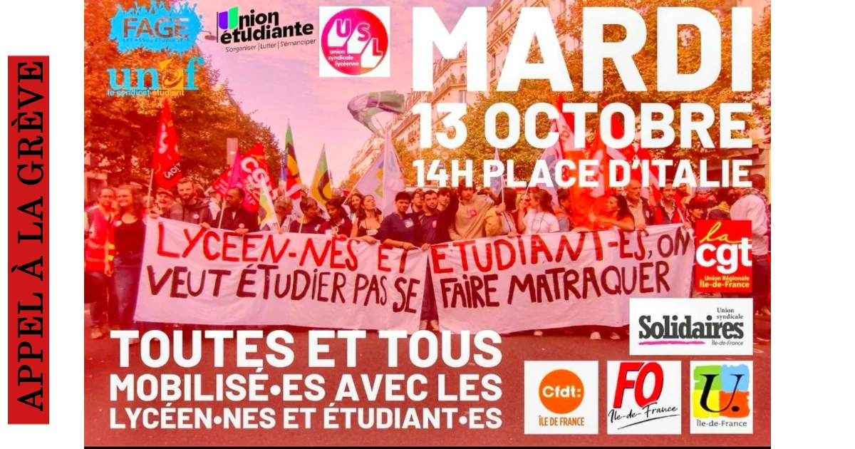 Pour les lycées, toutes et tous en grève le 13 octobre !
